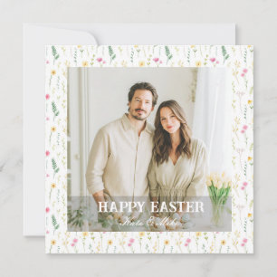 Cartão De Festividades Elegante Foto Personalizada Feliz Páscoa