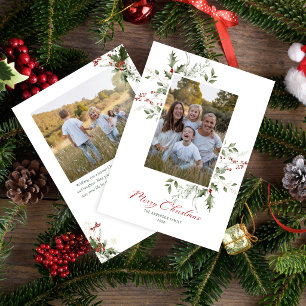 Cartão De Festividades Elegante Fotografia de Natal com Vegetação em Aqua