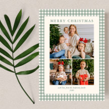 Elegante Gingham Xadrez Verde 3 Foto Natal