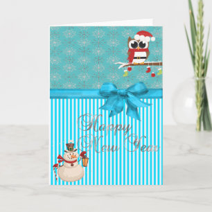 Cartão De Festividades Elegante, Glittery Silver Snowflakes, Snowman, Cor