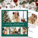 Cartão De Festividades Elegante Green e White 4 Photo Collage Natal<br><div class="desc">Cartão de Férias de Natal Feliz, Manuscrito, Minúsculo Verde e Branco, com Colagem de Fotos em Verde e Branco 4. Este modelo de cartão de fotos, festivo, minimalista, cômico, de quatro (4) imagens apresenta uma bonito colagem fotográfica e diz "Feliz Natal e Feliz ano novo"! O texto de saudação do...</div>