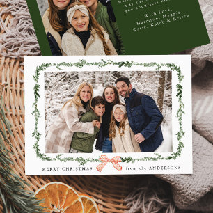 Cartão De Festividades Elegante Greenery Garland Red Arco 2 Foto