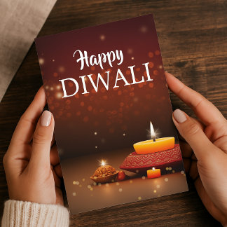 Cartão De Festividades Elegante Happy Diwali com saudação festiva de Diya