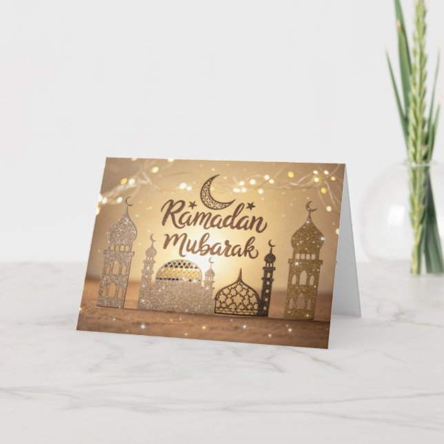 Cartão De Festividades Elegante ilustração festiva inspirada por Ramadã (Frente)