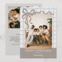 Elegante Laço e Xadrez Personalizado Foto Natal