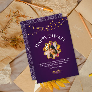 Cartão De Festividades Elegante Mandala personalizado Foto Purple Dipawal