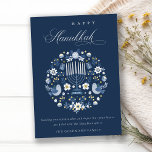 Cartão De Festividades Elegante Marinho Clássico Azul Feliz Hanukkah Flor<br><div class="desc">Se precisar de mais alguma personalização,  por favor,  sinta-se à vontade para me enviar uma mensagem em yellowfebstudio@gmail.com.</div>