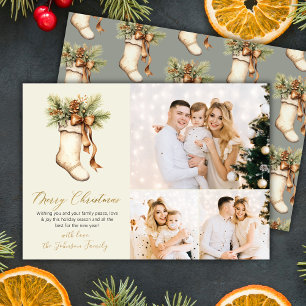 Cartão De Festividades Elegante Meia de Natal em Aquarela 3 Fotos