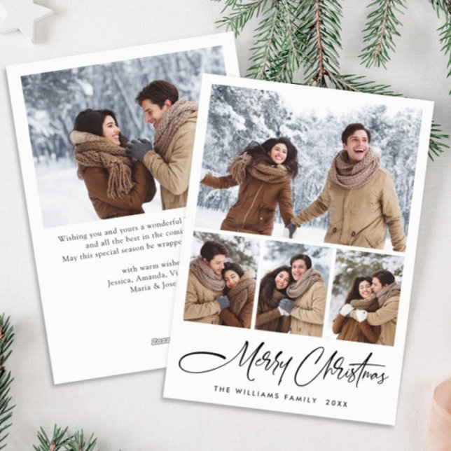 Cartão De Festividades Elegante Mínima Saudação de Natal 5 Foto (Criador carregado)