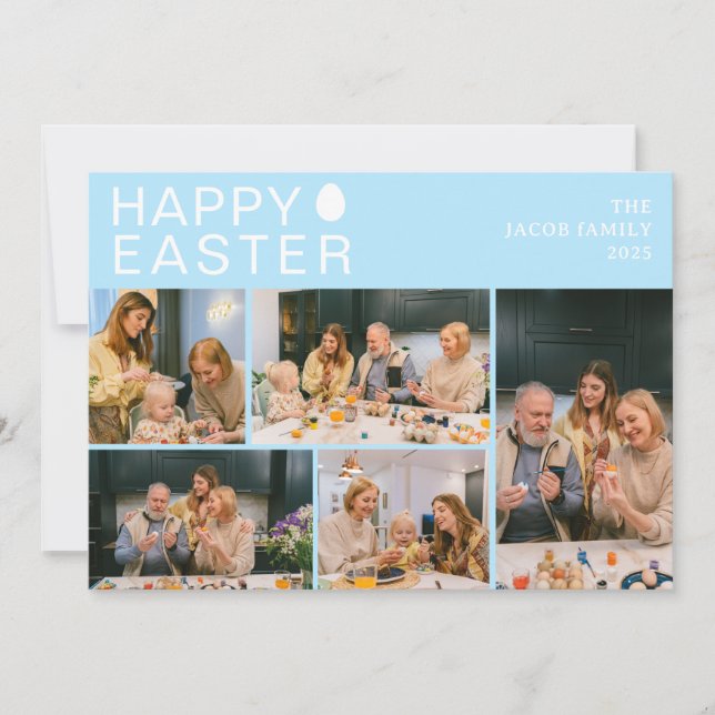 Cartão De Festividades Elegante Modern Blessing Family Cinco fotos (Frente)