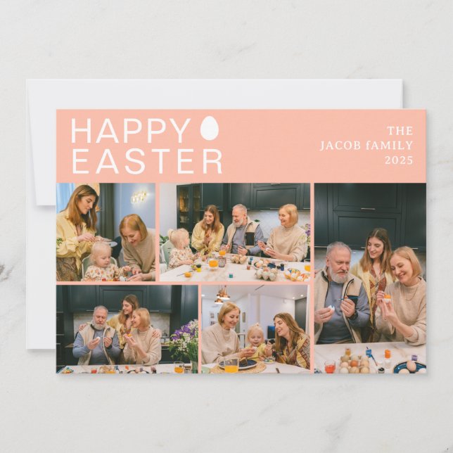 Cartão De Festividades Elegante Modern Blessing Family Cinco fotos (Frente)