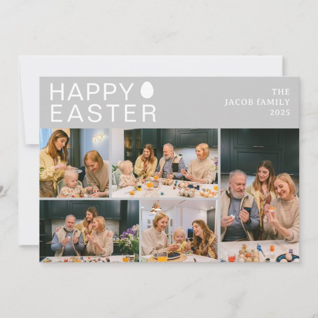 Cartão De Festividades Elegante Modern Blessing Family Cinco fotos (Frente)