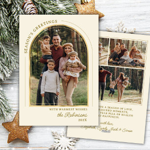 Cartão De Festividades Elegante Modern Seasons saúda Dourada Arch 4 Foto