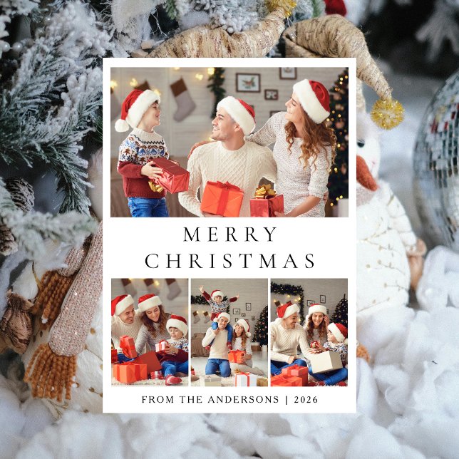 Cartão De Festividades Elegante Moderna Mínima Família Natal 2 Foto (Criador carregado)