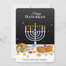Elegante Moderno Hanukkah Menorah Sufganiyot Dreid