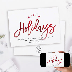Cartão De Festividades Elegante moderno roteiro Red Foil Corporate Happy