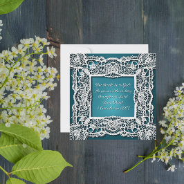 Cartão De Festividades Elegante Moldura de Renda Personalizável para Down