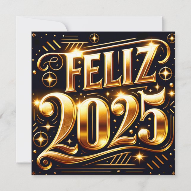 Cartão De Festividades Elegante Mufely Año Nuevo 2025 (Frente)