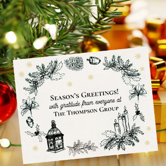 Cartão De Festividades Elegante Natal Botânico Corporativo Empresarial