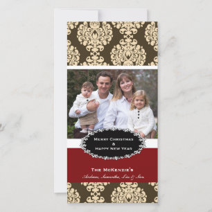 Cartão De Festividades Elegante Natal Brown Damask