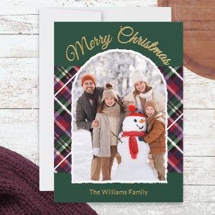 Cartão De Festividades Elegante Natal com Foto Personalizada em Arco de X