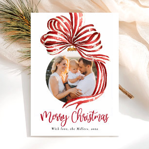 Cartão De Festividades Elegante Natal em Aquarela Vermelha