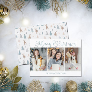 Cartão De Festividades Elegante Natal Feliz 3 Colagem de Fotos Verticais