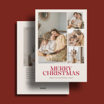 Elegante Natal Feliz 5 Foto Branco Marfim Vermelho
