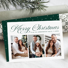 Cartão De Festividades Elegante Natal Feliz Caligrafia Verde 3 Foto