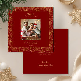Cartão De Festividades Elegante Natal Feliz Foto Dourada Falsa