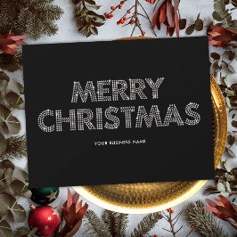 Cartão De Festividades Elegante Natal Feliz Negócios Preto & Branco