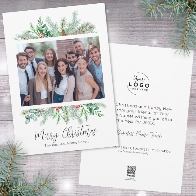 Cartão De Festividades Elegante Natal feliz para as empresas modernas (Corporate Elegant Modern Business Merry Christmas Holiday Card )