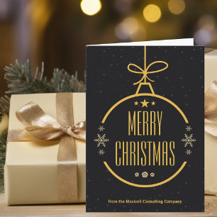 Cartão De Festividades Elegante Natal Feliz Personalizado Negócios Preto