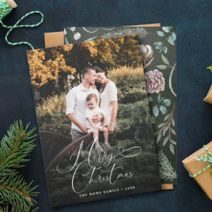 Cartão De Festividades Elegante Natal Moderno Foto Pinha