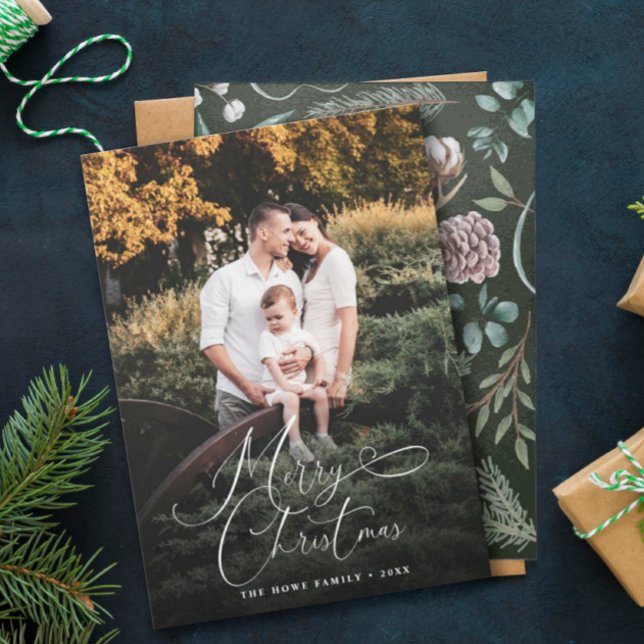 Cartão De Festividades Elegante Natal Moderno Foto Pinha (Criador carregado)