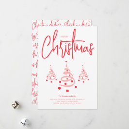 Cartão De Festividades Elegante Natal Rosa Feliz