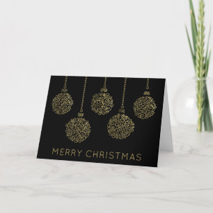 Cartão De Festividades Elegante Negra Ornament Contorno Natal