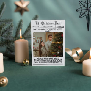 Cartão De Festividades Elegante Newsletter Moderno Colagem de Fotos Natal