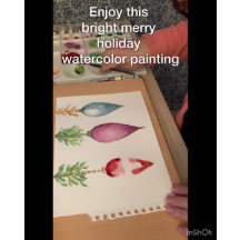 Elegante Original Watercolor Red Greenery Natal