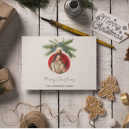 Cartão De Festividades Elegante Ornamento de Natal em Aquarela Foto da Fa