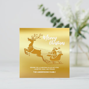 Cartão De Festividades Elegante papais noeis Dourados de Natal Feliz Pate