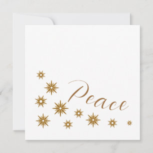 Cartão De Festividades Elegante Paz Moderna Estrela Dourada