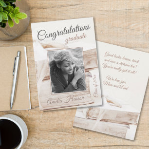 Cartão De Festividades Elegante Pilha de Livros Parabéns Graduado Foto 