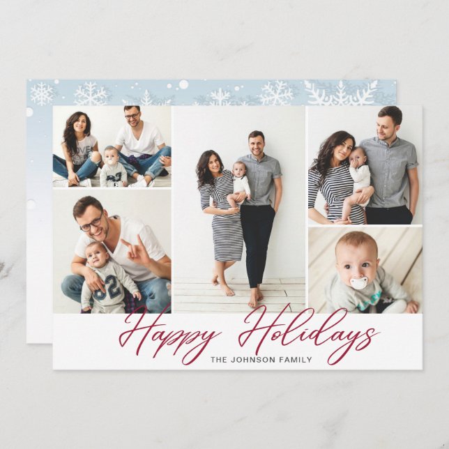 Cartão De Festividades Elegante Pine de Natal Cones 5 FOTOS Saudação (Frente/Verso)