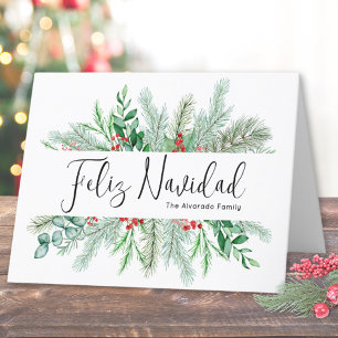 Cartão De Festividades Elegante Pinheiro Botânico Natal Feliz Natal