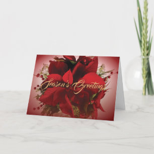 Cartão De Festividades Elegante Poinsettia de Natal Vermelha