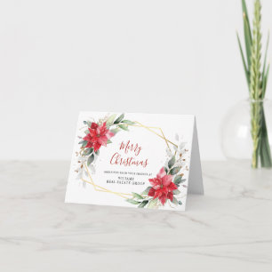 Cartão De Festividades Elegante Poinsettia Saudação Corporativa de Natal