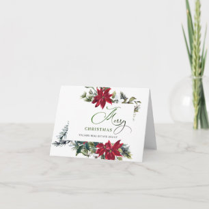 Cartão De Festividades Elegante Poinsettia Saudação Corporativa de Natal