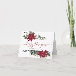 Cartão De Festividades Elegante Poinsettia Saudação Corporativa de Natal