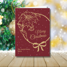 Elegante Poinsettia Vermelha de Natal Dobrada